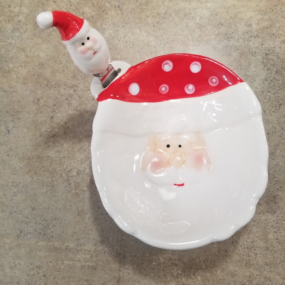 Santa dip bowl with serving knife